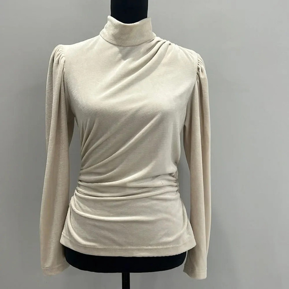 A.L.C. Tops - A.C.L Ivory Rice Joss Mock Neck Long Sleeve Velvet Top size 8